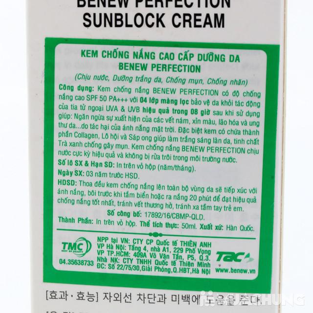 Kem Chống Nắng Kiềm Dầu Lên Tông BENEW PERFECTION SUN BLOCK CREAM SPF 50 PA +++ Hàn Quốc 50ml/ Hộp