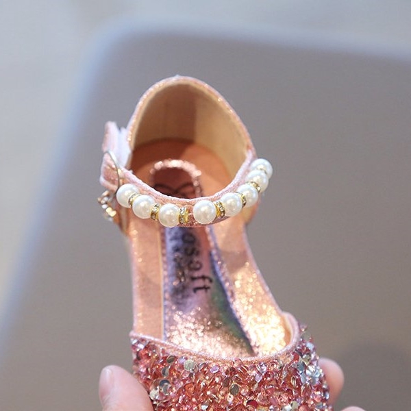 Xăng đan Mềm Đính Ngọc Trai Và Pha Lê Thoải Mái Trang Trí Cho Bé Gái