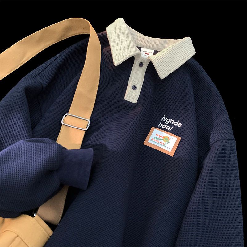 Áo Sweater Polo Dáng Rộng Cỡ Lớn Kiểu Retro Mỹ Cá Tính Cho Nam