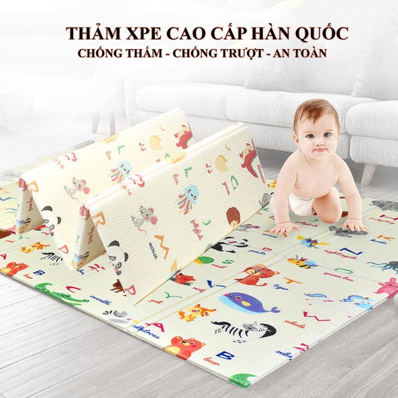 Thảm xốp cho bé gấp gọn tấm lót trải sàn 2 mặt chống thấm chống trơn hàn quốc