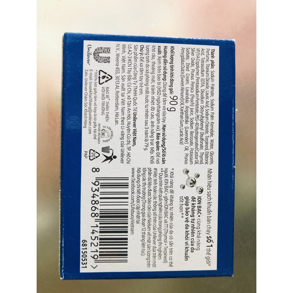 Xà bông cục Lifebuoy bảo vệ khỏi 99.9% vi khuẩn gây bệnh và chăm sóc da tự nhiên 90g