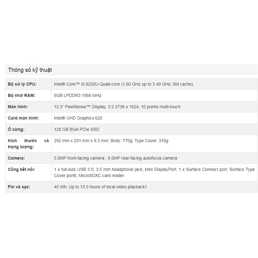 Microsoft Surface Pro 6 Intel® Core™ i5-8250U Ram 8GB SSD 128 +256GBGB | Kèm typer cover & Sạc chính hãng Tại Playmobile | BigBuy360 - bigbuy360.vn