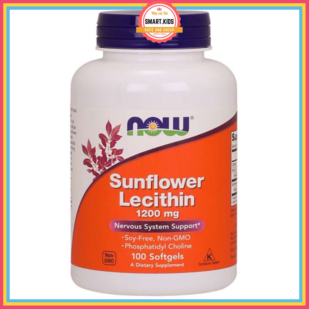 Viên uống chống tắc tia sữa Lecithin 1200mg Now Sunflower Lecithin 100v