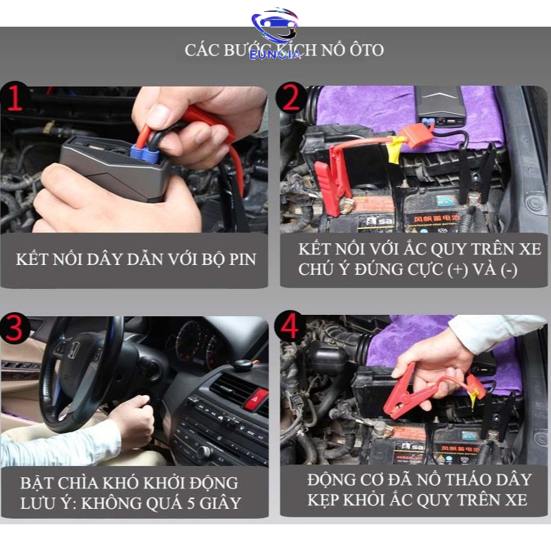 Bộ kích nổ bình ắc quy ô tô xe máy kiêm sạc điện dự phòng đa năng 12v - Shop phụ kiện đồ chơi oto xe hơi EUNOIA
