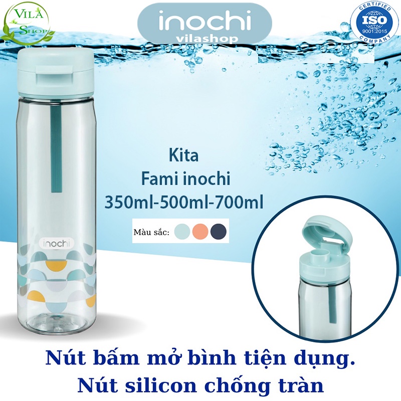 Bình Nước Thể Thao Chịu Nhiệt, Bình Nước Cao Cấp KITA FAMI 500ml-700ml Inochi, Nhựa Tritan An Toàn Sang Trọng