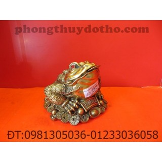 Cóc ba chân đồng nhỏ ngậm tiền (cao 10 dài 14 cm)