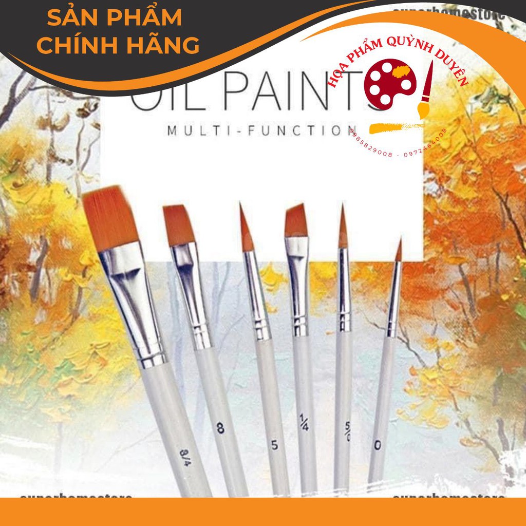 Bộ 6 cây cọ vẽ tranh sơn dầu màu nước bằng nhựa acrylic