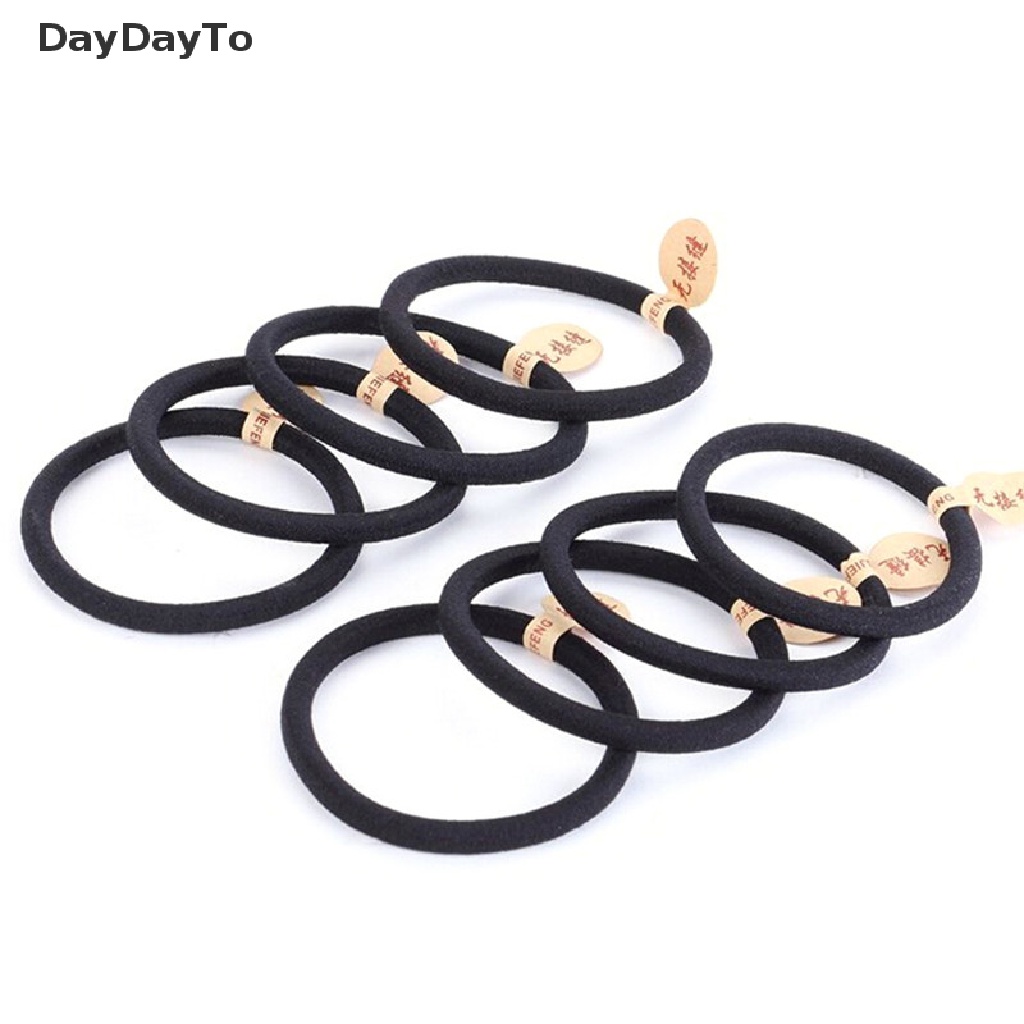 Set 10 Dây Cột Tóc Co Giãn Màu Đen Dày 4mm Dành Cho Nữ