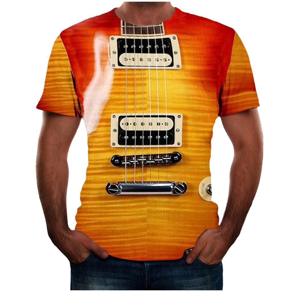 Áo thun ngắn tay in họa tiết đàn guitar 3D cá tính dành cho nam