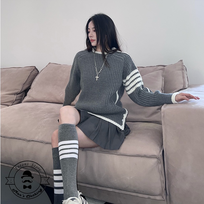 Len Cổ Tròn Vằn Thom Browne