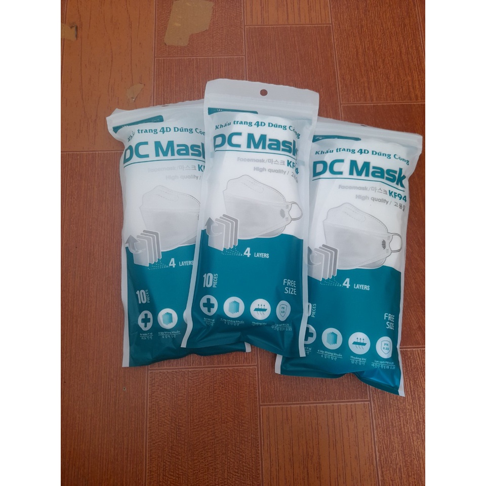 [Sale số lượng] Khẩu trang 4D DC Mask KF94 lọc bụi mịn, kháng khuẩn 4 lớp (10 cái/túi)