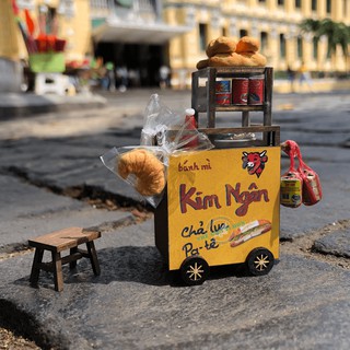 Mô hình gỗ tự lắp ráp DIY- Thế Giới Tí Hon- HÀNG RONG - XE BÁNH MÌ- HR04