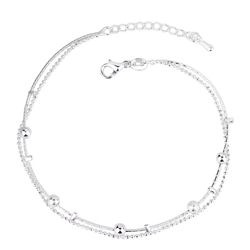 Lắc chân nữ bạc bi cườm dây đôi lập phương dễ thương thời trang trend hàn quốc namimi