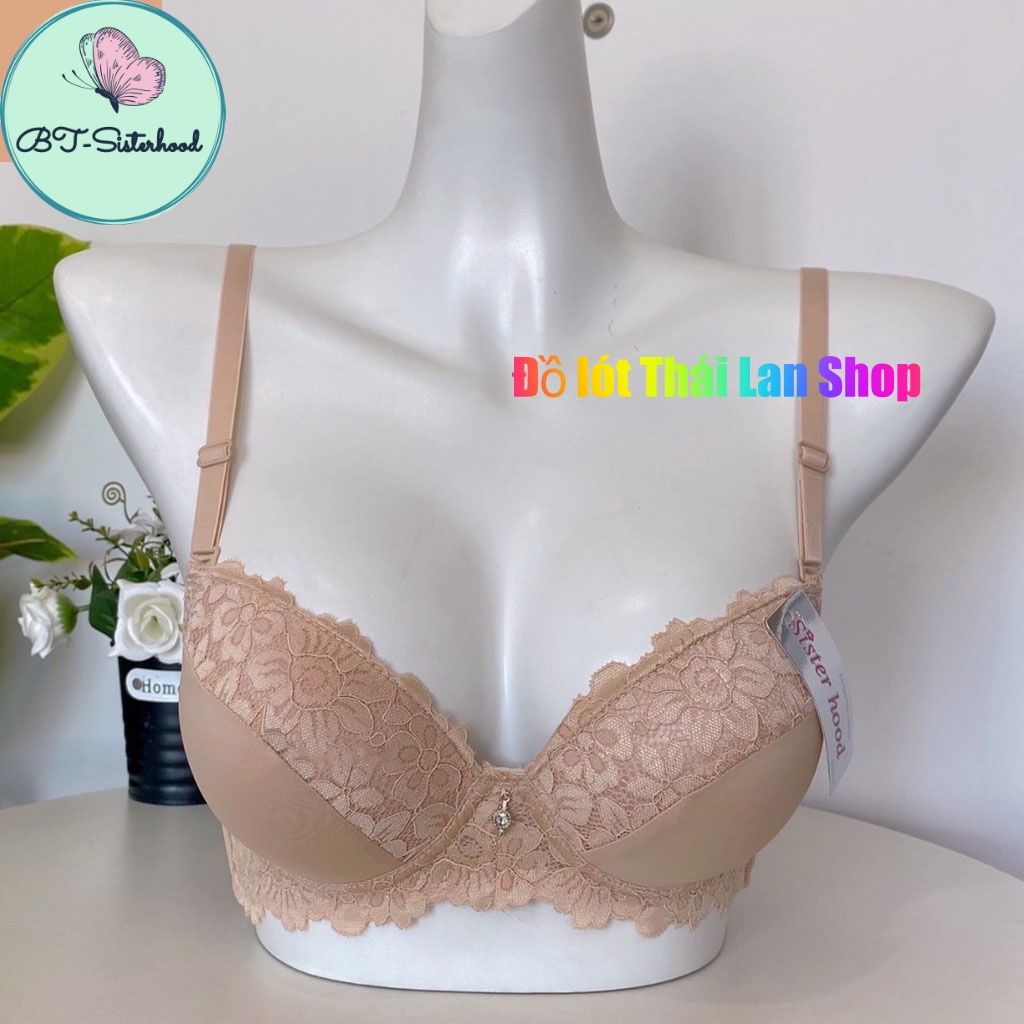Áo lót nữ Sister hood 2227 Thái Lan có gọng, mút dày 3.5cm nâng ngực , form CUP A, áo ngực viền ren trẻ trung, LAVENUSA