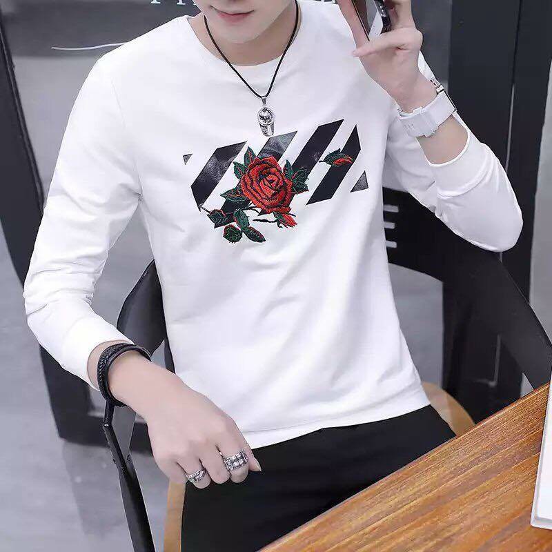 ÁO NỈ BÔNG HOA HỒNG VIỀN SỌC TRẮNG ĐEN NAM NỮ BIG SIZE