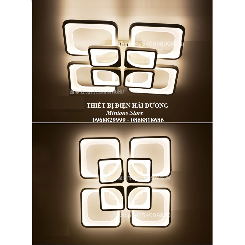 Đèn LED ốp trần Decor 8 Ô vuông NT028 - 3 Chế Độ Ánh Sáng - Tăng Giảm Ánh Sáng - Điều Khiển Từ Xa - Bảo Hành 1 Năm