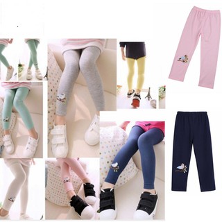 Quần Legging Cotton Hoạ Tiết Thêu Hình Chim Cho Bé Gái