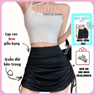 Váy dây rút Thun Lạnh 4 chiều Cao cấp Freesizee, váy quần đùi hai lớp đi biển đi chơi đi bơi - Jami VL-04