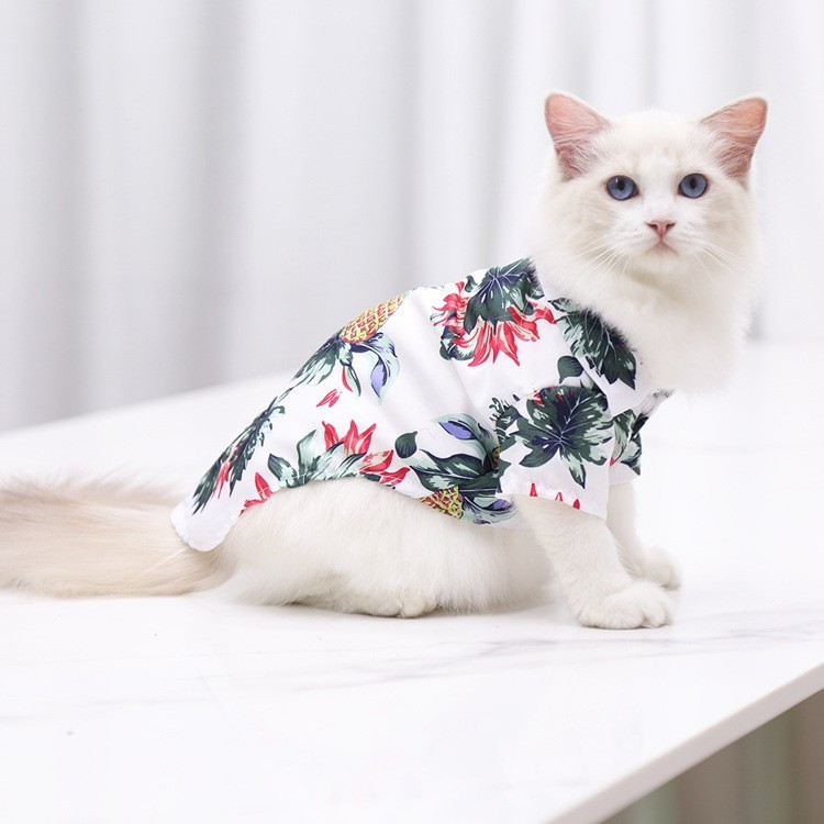 Áo sơ mi in họa tiết cây dừa/quả dứa phong cách hawaii dễ thương cho thú cưng