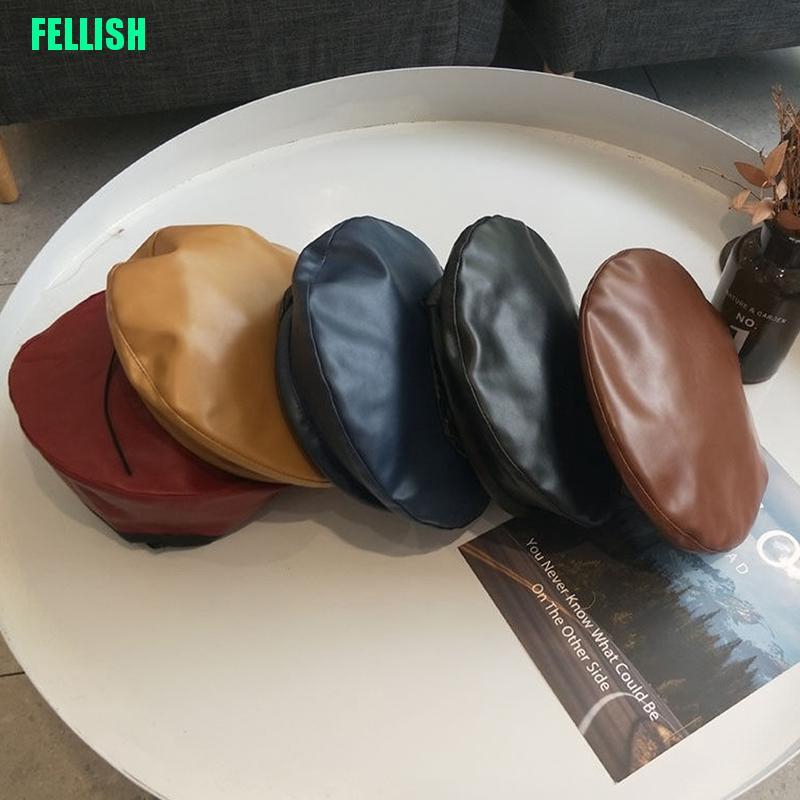 Nón beret da PU phong cách cổ điển cho nữ