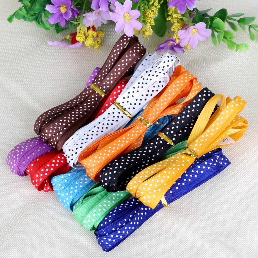 Ruy băng in chấm bi 5yds10mm grosgrain là sự lựa chọn tốt nhất cho tiệc gói quà ruy băng in lụa DIY cung cấp ruy băng tiệc cưới