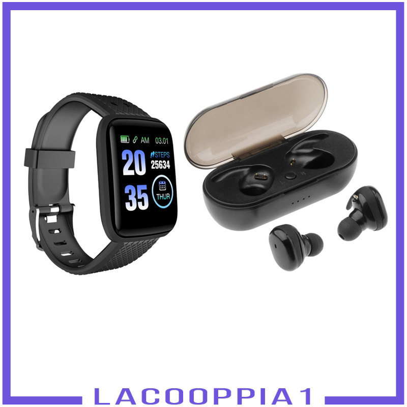 [LACOOPPIA1]116 plus Sport Fitness Tracker Smart Watch+Y30 Bluetooth 5.0 TWS Black