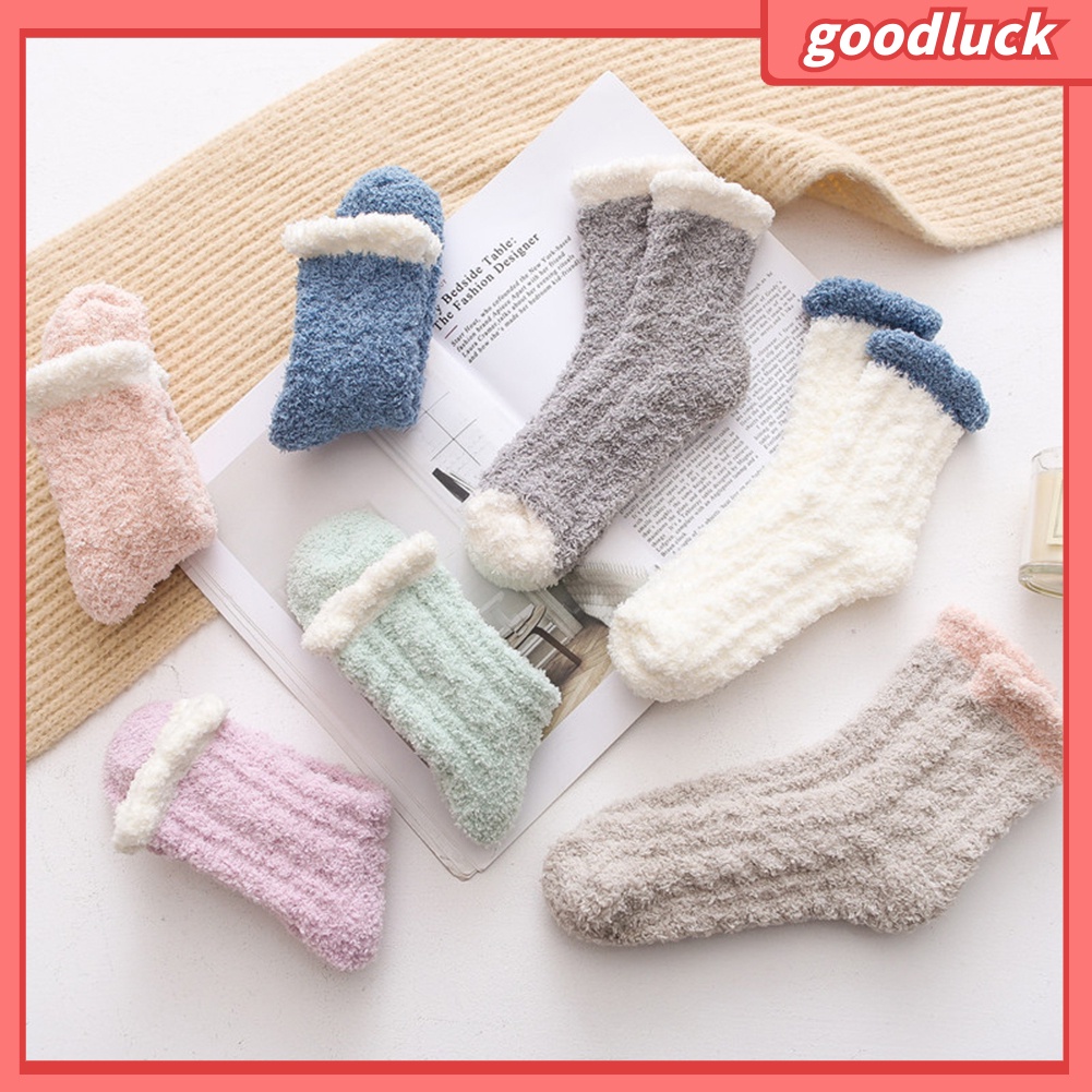[GOODLUCK] Vớ Lông Cừu San Hô Dày Giữ Ấm Mùa Đông Cho Nữ