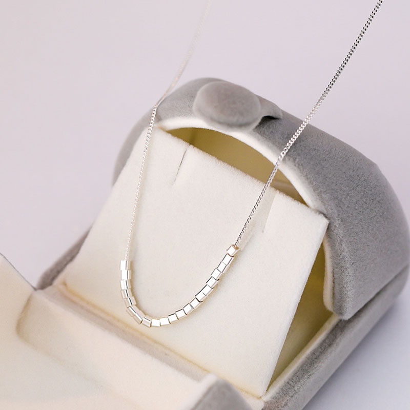 Vòng cổ Chuỗi Hạt Vuông Màu Bạc Thời Trang Cá Tính Cho Nữ