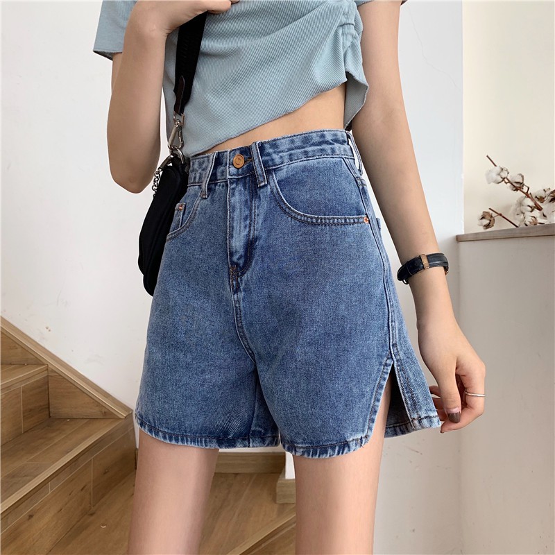 Quần Short Denim Lưng Cao Phong Cách Hàn Quốc Dành Cho Nữ