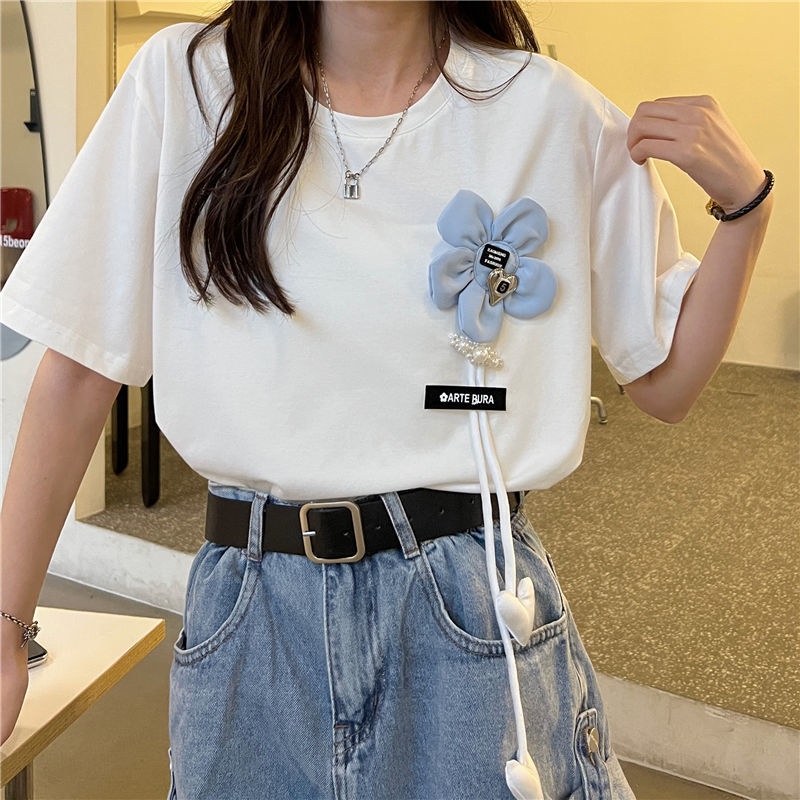 Áo Thun Tay Ngắn Dáng Rộng Phong Cách Hàn Quốc Thời Trang Mùa Hè Cho Nữ