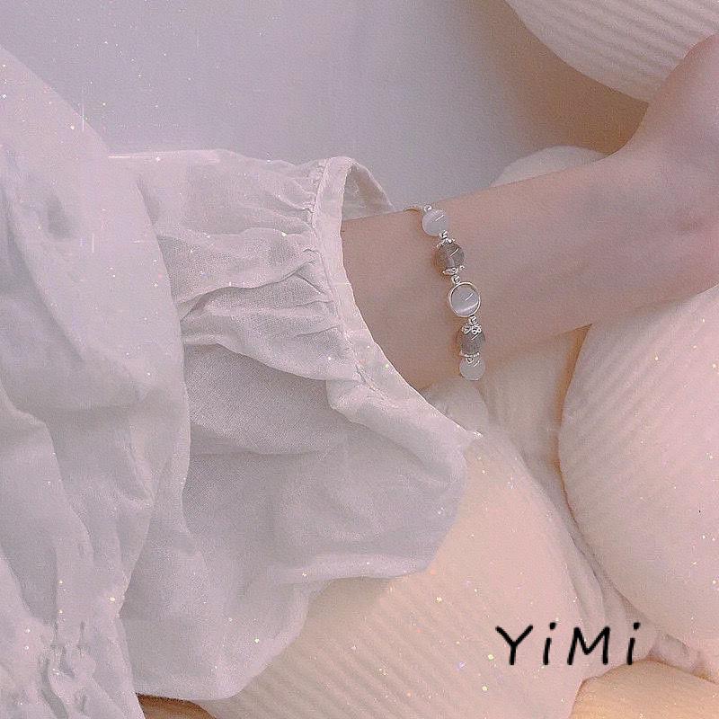 Vòng Tay Pha Lê Mắt Mèo Đá Mặt Trăng Thiết Kế Nhỏ Sang Trọng Làm Quà Tặng Cho Bạn Gái