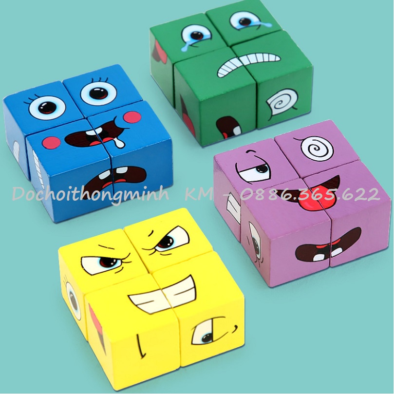Khối rubik thay đổi khuôn mặt nhận biết cảm xúc - 4 hạt cube lắp ghép logic