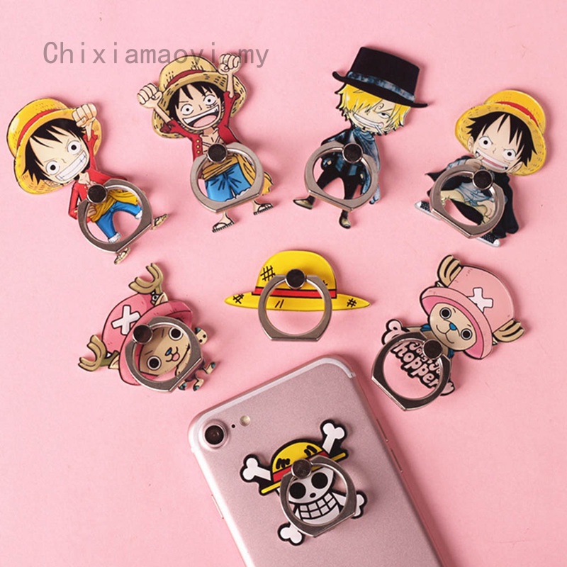 Nhẫn móc ngón tay giữ điện thoại hình nhân vật luffy trong anime one piece độc đáo