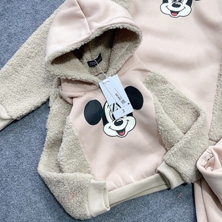 Set bộ đôi mẹ và bé micky màu be phối bông