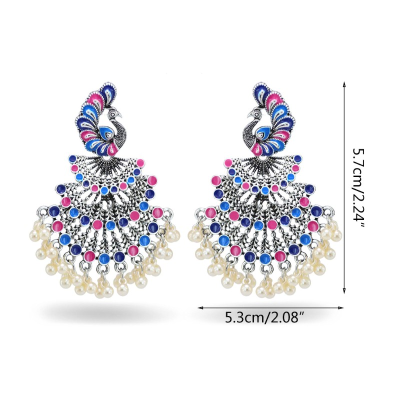 1 Đôi Khuyên Tai Hình Chim Công Phong Cách Vintage Sang Trọng Cho Nữ