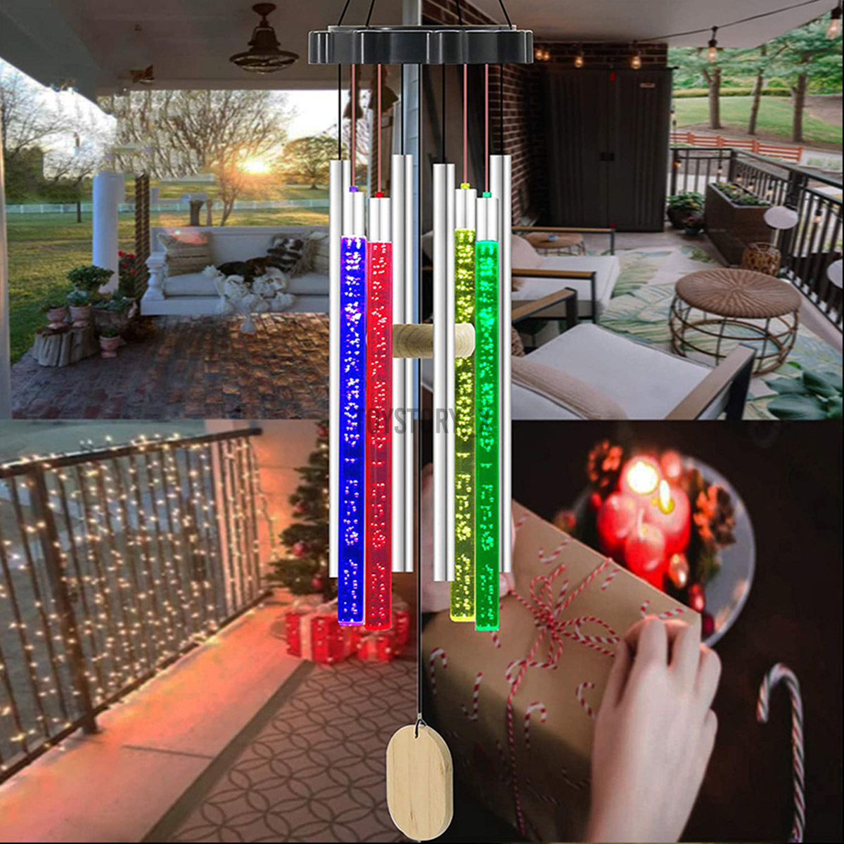 utterfly/ Color bubble column/HummingbirdSolar Wind Chime Light Waterproof