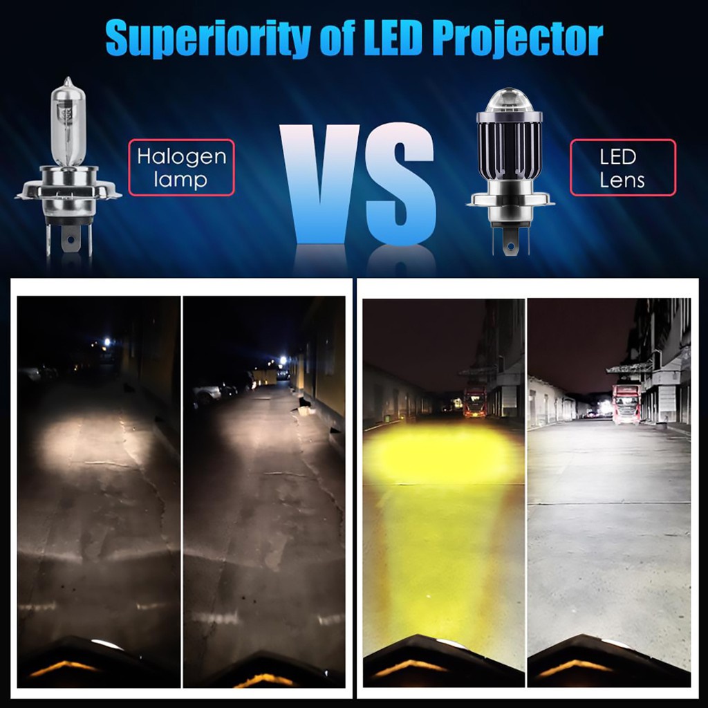 Đèn Pha Bóng LED BA20D H4 3000K 6000K Cho Xe Mô Tô