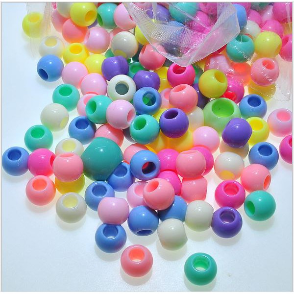 10-50gam hạt nhựa lỗ lớn màu pastel đủ size10-20mm