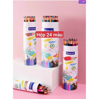 Hộp 24 bút chì màu thân gỗ chuyên dụng cho bé