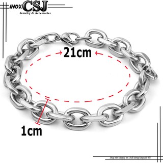 Lắc tay inox nam kiểu mắc xích to 10mm đẹp ngầu phong cách Hàn Quốc LN081