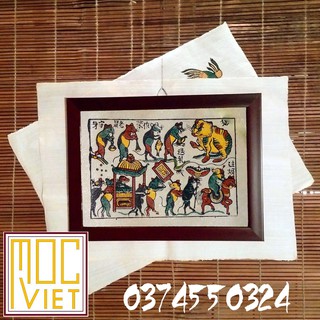 Tranh Đông Hồ Đám cưới chuột - 26x36 cm - Tranh Khung