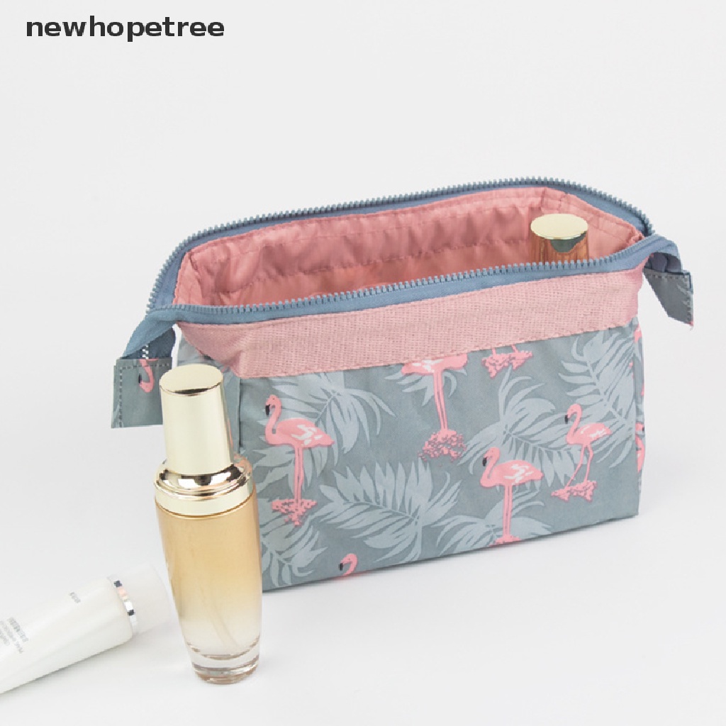 Túi Đựng Đồ Trang Điểm Họa Tiết Hồng Hạc Dành Cho Nữ