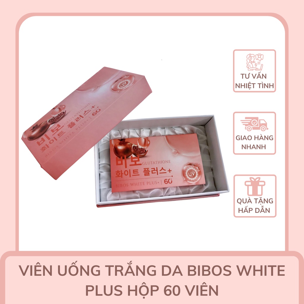 Viên Uống Trắng Da BIBOS White Plus + Chống Nắng Giảm Thâm Nám Tàn Nhang Da Không Đều Màu Hộp 60 Viên