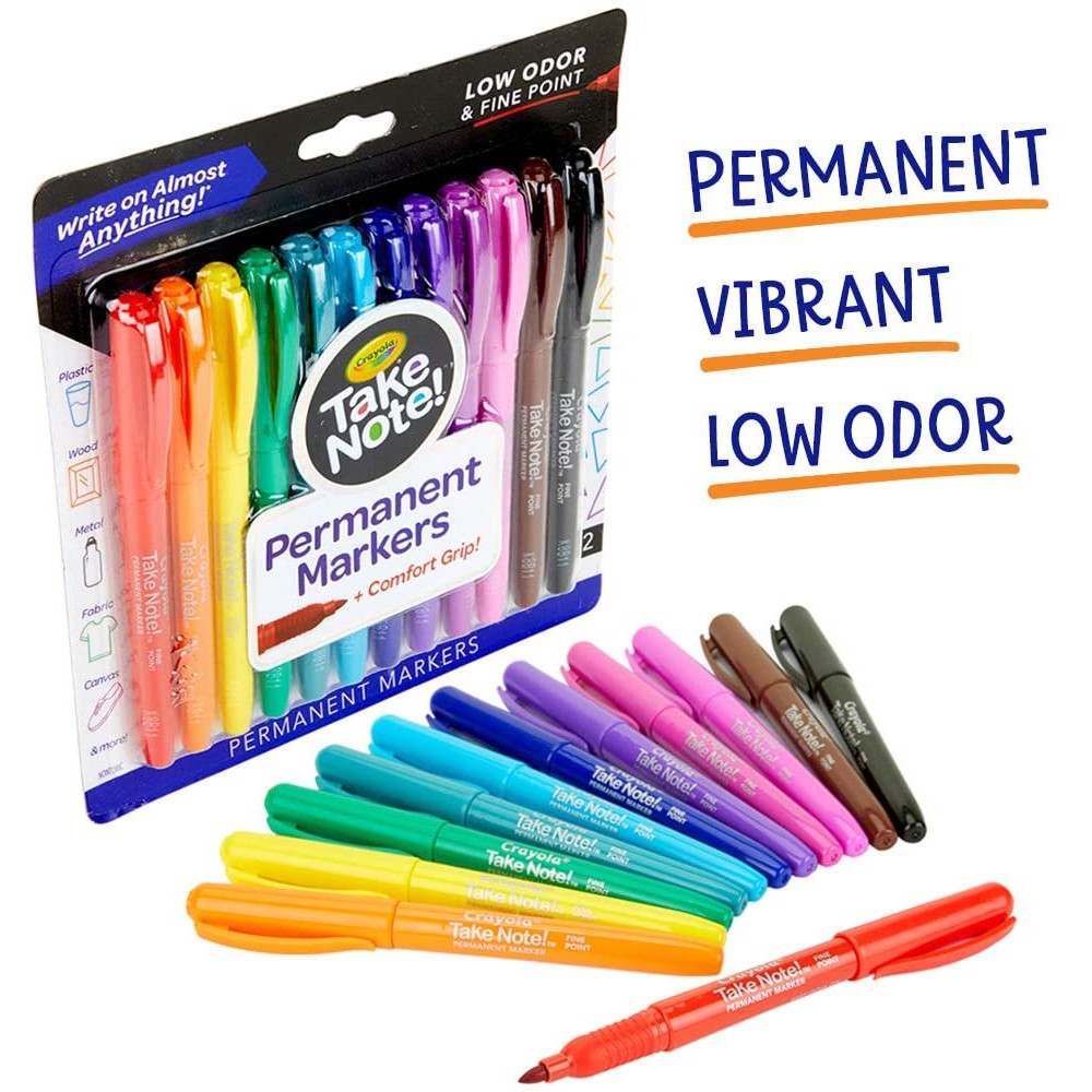 Bộ 12 Bút lông màu Ghi chú Crayola Permanent - 586539