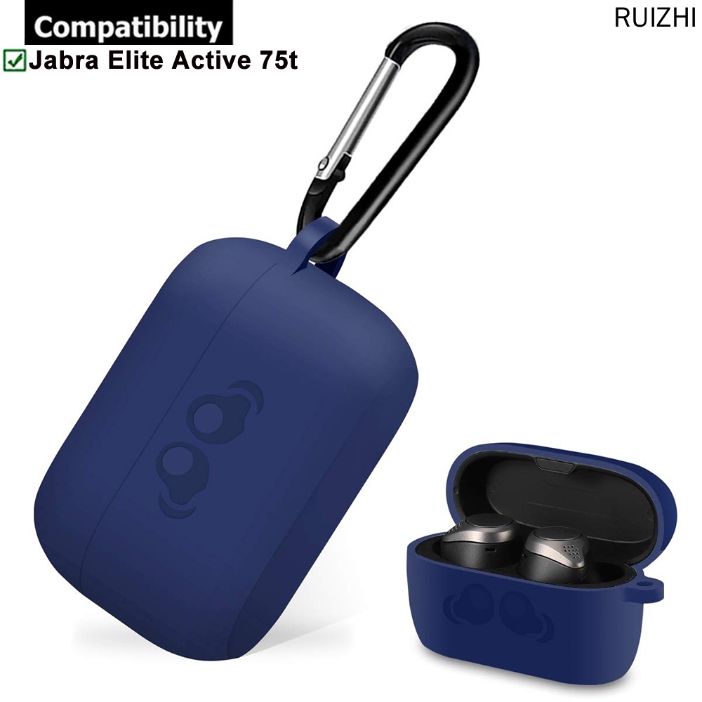 Vỏ Bảo Vệ Hộp Sạc Tai Nghe Jabra Elite Active 75t Chất Liệu Silicon Mềm Có Móc Khóa