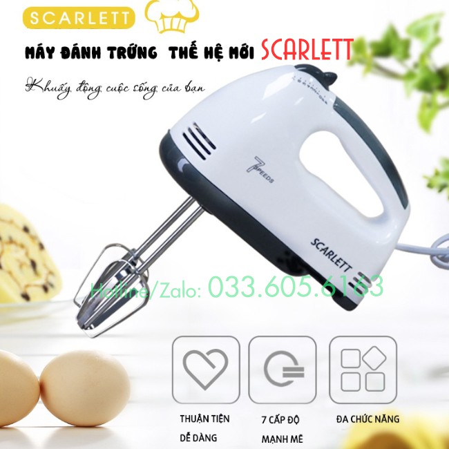 [Sỉ] Máy Đánh Trứng Cầm Tay SCARLETT Cao Cấp Với 7 mức Tốc Độ - Máy móc pha chế TV