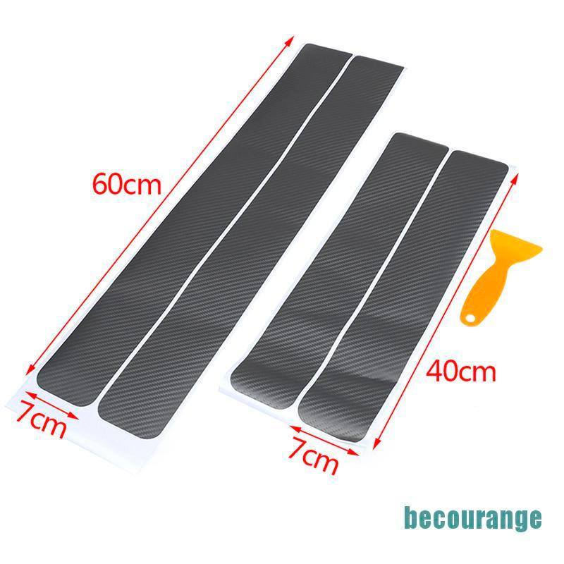 Set 4 miếng dán bảo vệ ngưỡng bước chân cửa xe hơi màu xám bằng sợi carbon