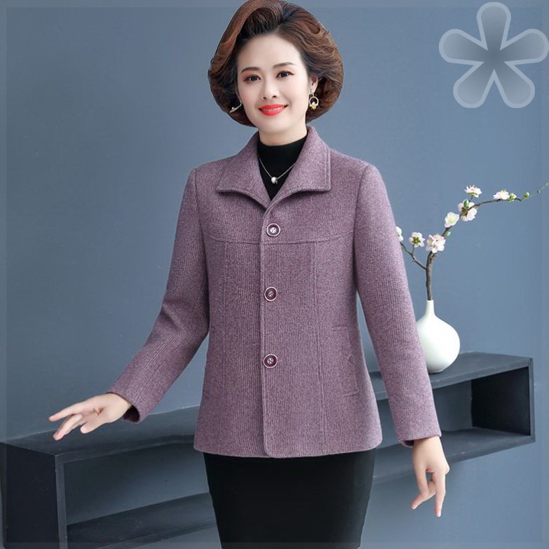 Áo Khoác Dạ Nữ Ngắn Trung Niên AD80 - Hàng Quảng Châu Cao Cấp