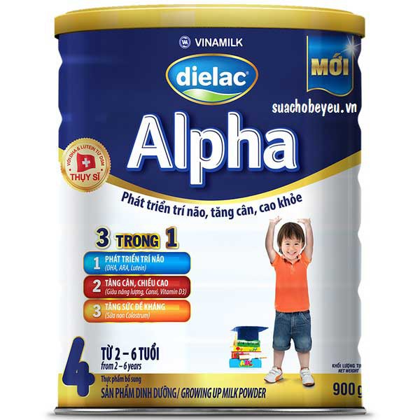 (HOÀN 10%) Sữa Dielac Alpha Step 4 - Vinamilk - 900g, 2-6 Tuổi