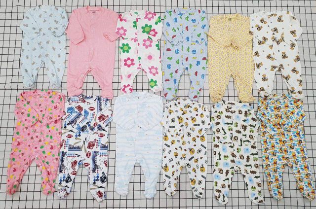 Set 3 body liền thân cotton xuất dư cho bé màu ngẫu nhiên